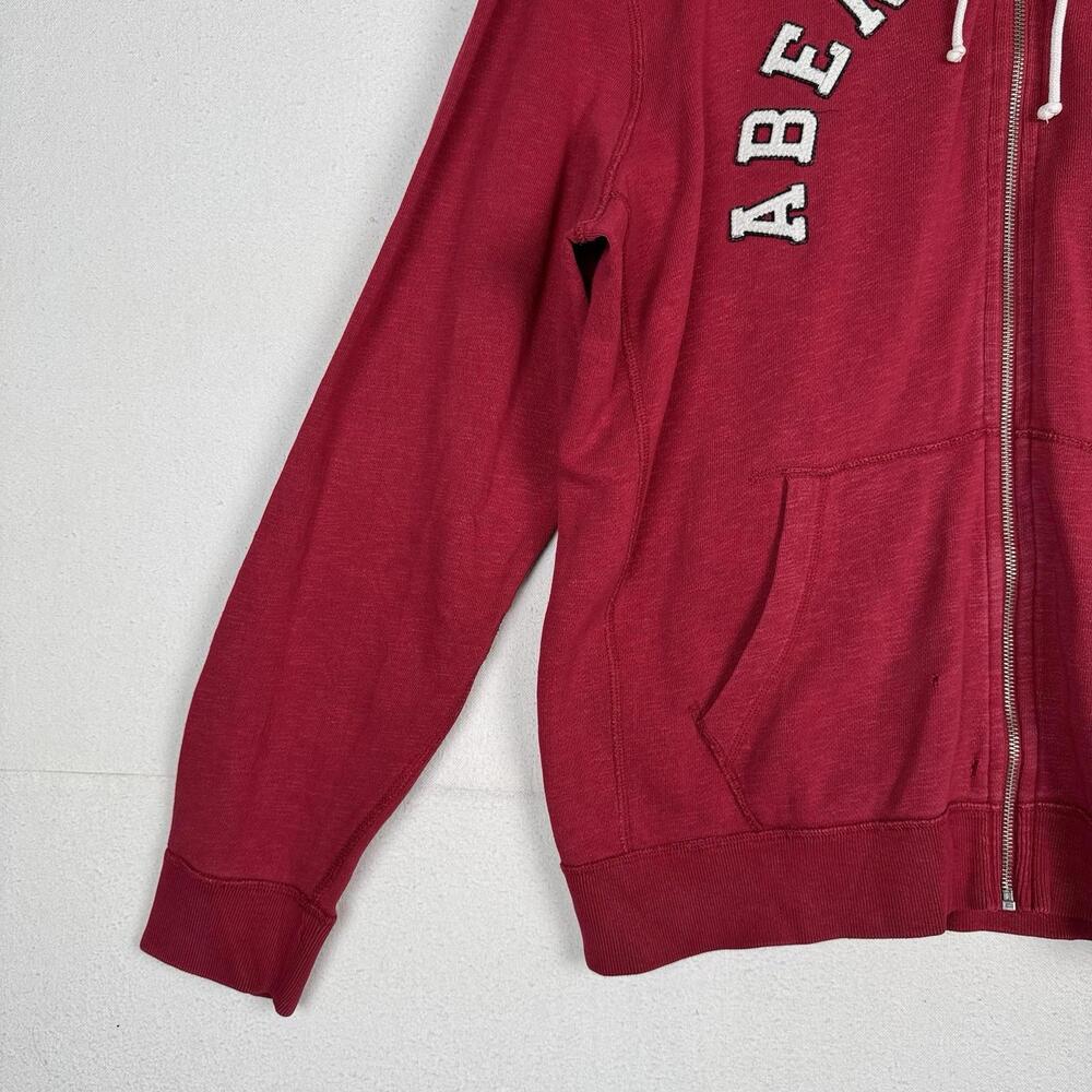 Abercrombie & Fitch A&F Spellout Hoodie Men’s XL Red Jacket Full Zip *Read - Picture 4 of 9